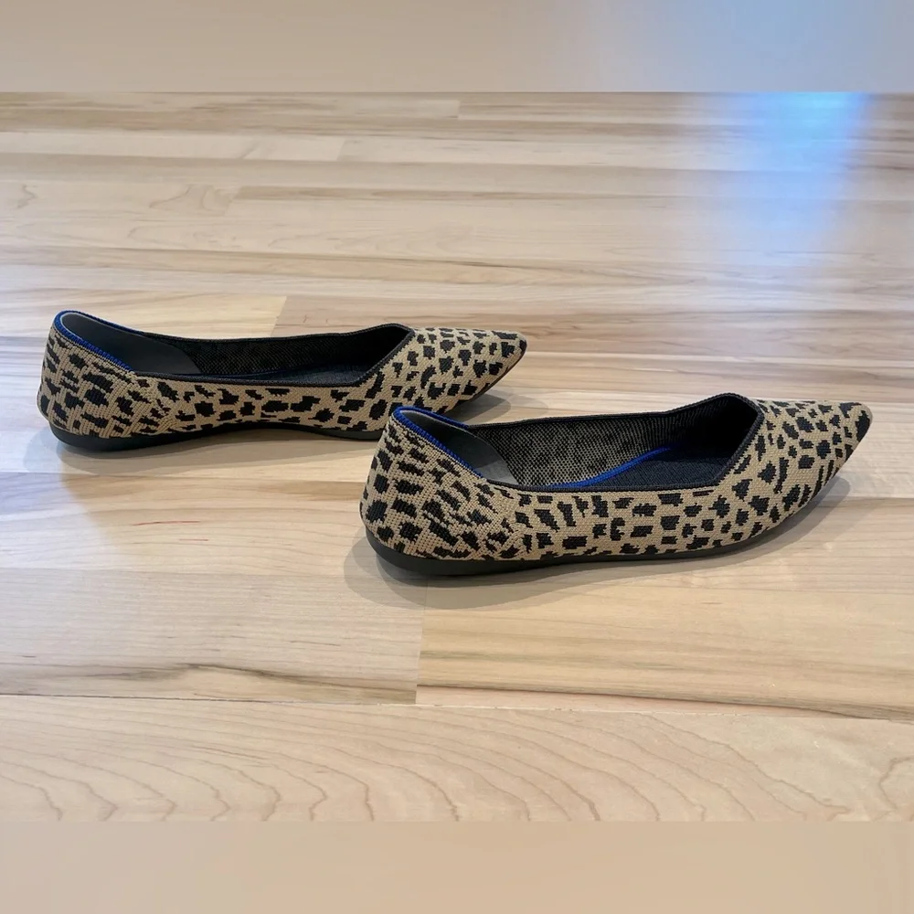 Rothy’s The Point Flats - Black and Tan Cheetah Print, Size 9.5 - Picture 6 of 9